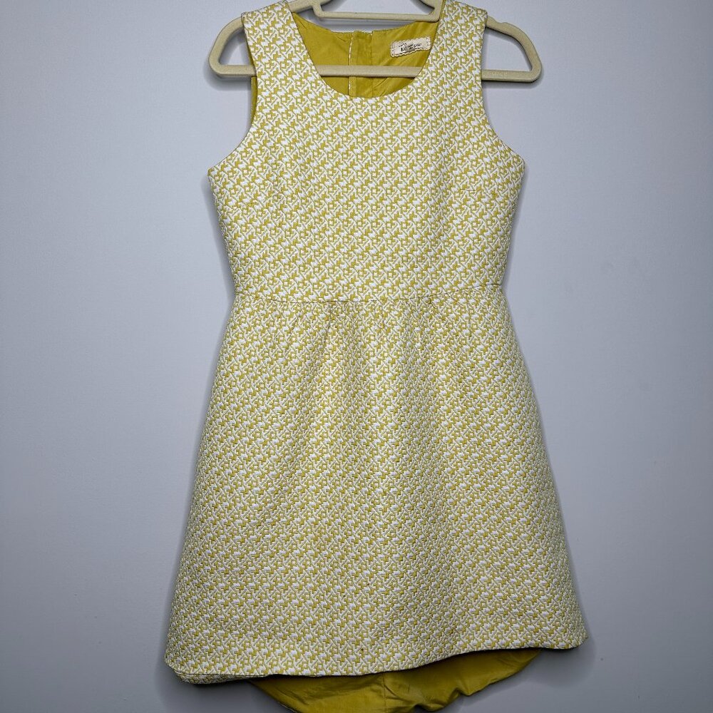 Lili Rose Yellow Jacquard Sleeveless Dress Women's 8